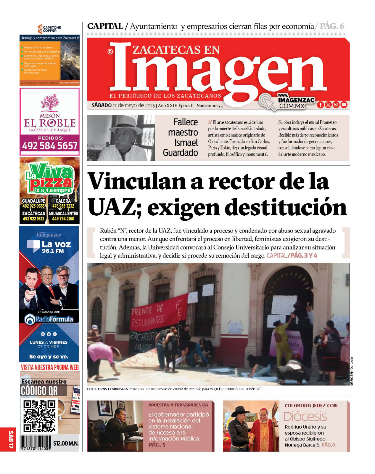 Imagen Zacatecas edición del 17 de mayo de 2025