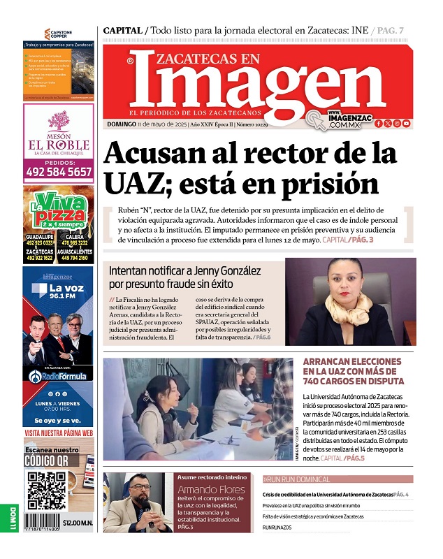 Imagen Zacatecas edición del 11 de mayo de 2025