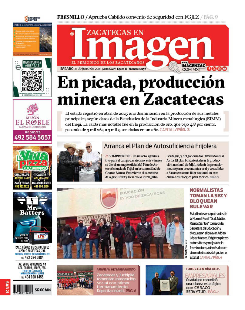 Imagen Zacatecas edición del 21 de junio de 2025