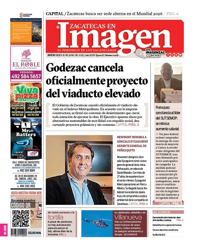 Imagen Zacatecas edición del 18 de junio de 2025