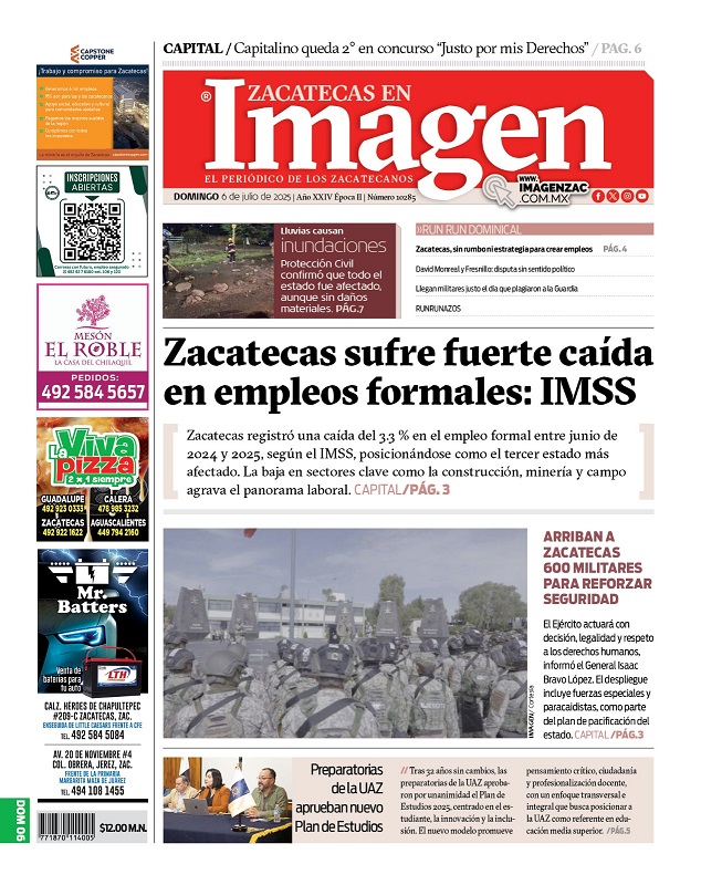 Imagen Zacatecas edición del 06 de julio de 2025