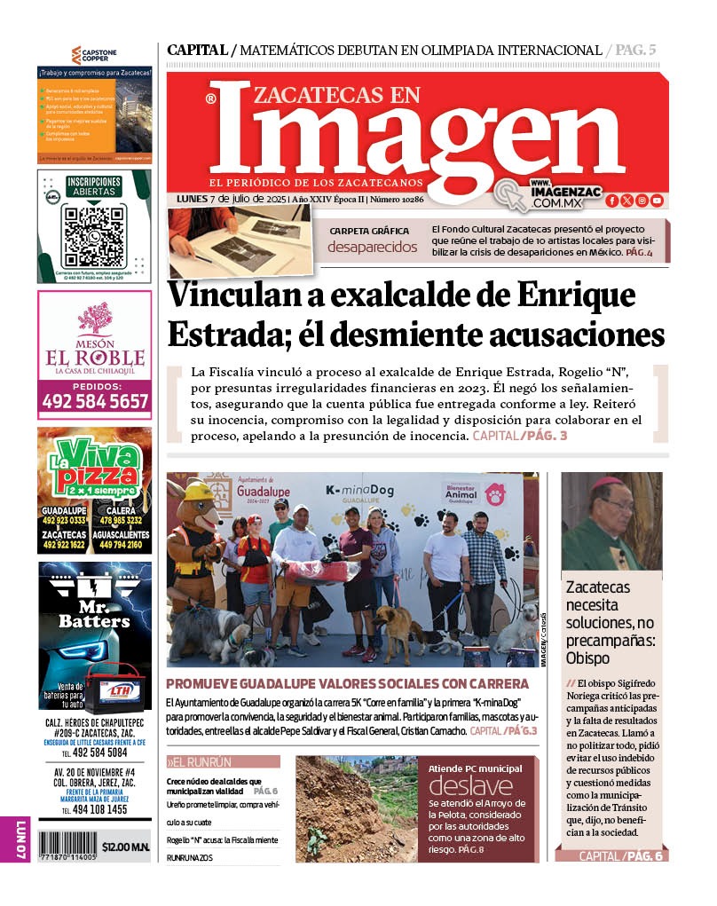 Imagen Zacatecas edición del 07 de julio de 2025