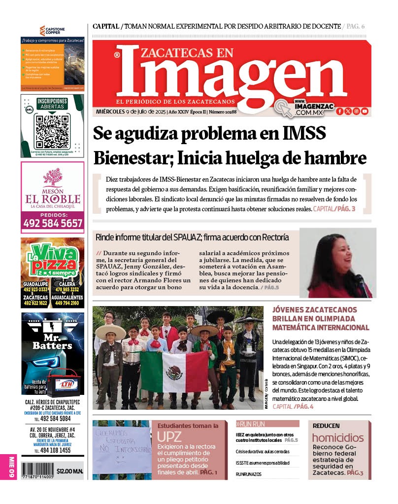 Imagen Zacatecas edición del 09 de julio de 2025