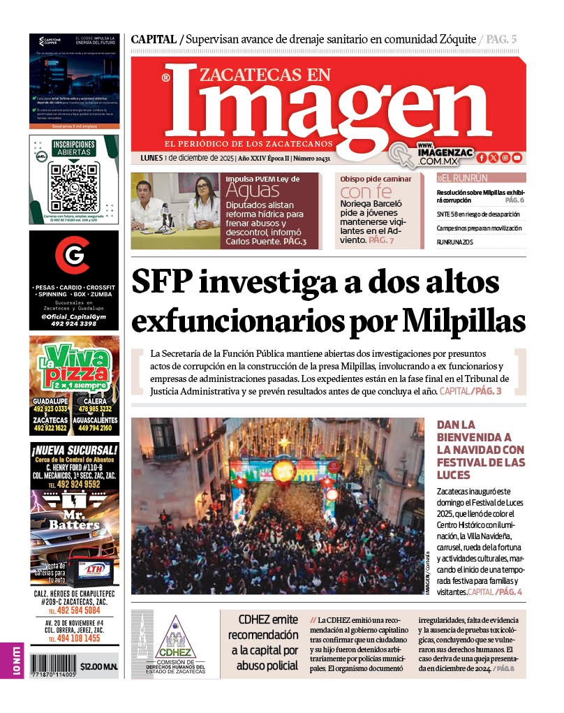 Imagen Zacatecas edición del 01 de diciembre de 2025