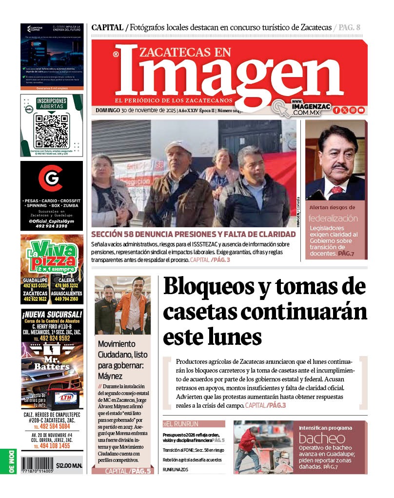 Imagen Zacatecas edición del 30 de noviembre de 2025