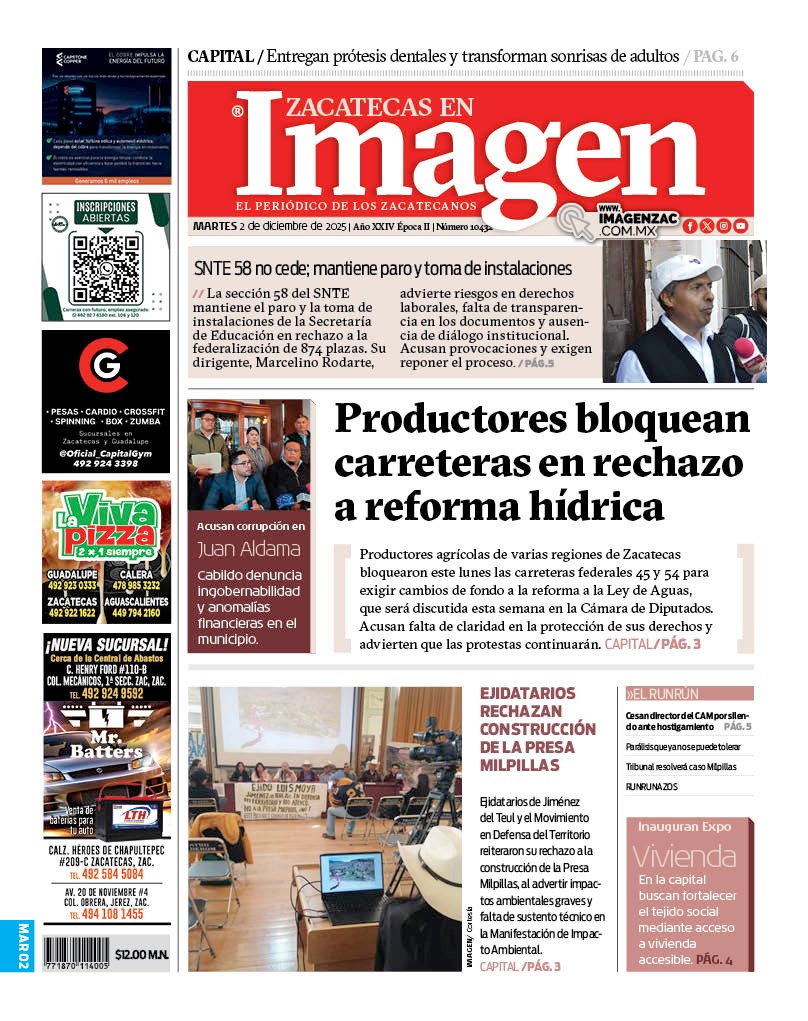 Imagen Zacatecas edición del 02 de diciembre de 2025