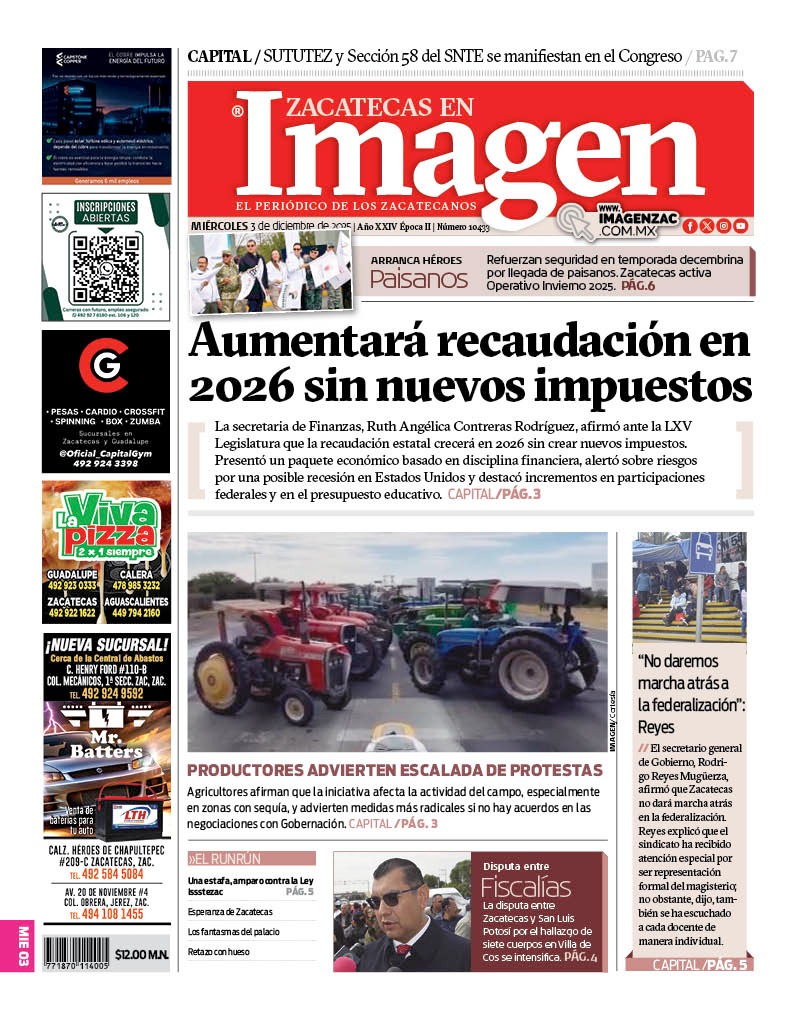 Imagen Zacatecas edición del 03 de diciembre de 2025