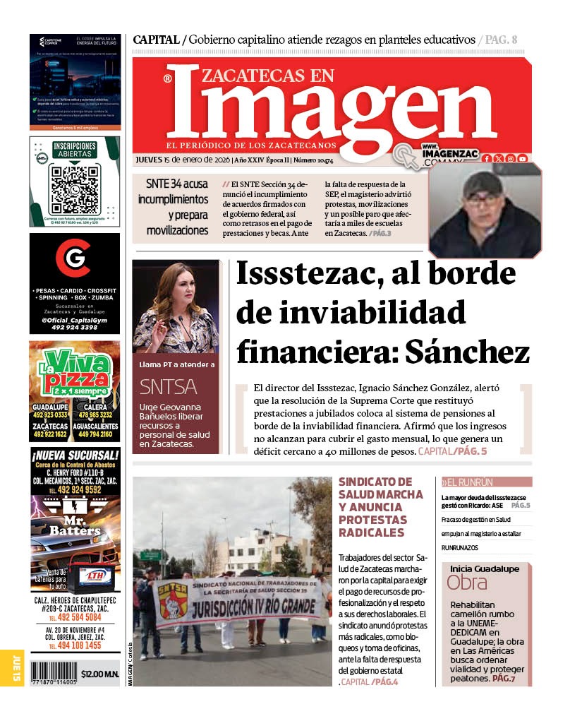 Imagen Zacatecas edición del 15 de enero de 2026